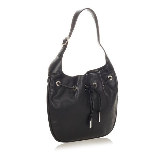 Leather Drawstring Hobo Bag