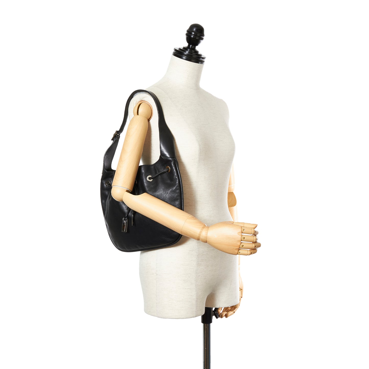 Leather Drawstring Hobo Bag