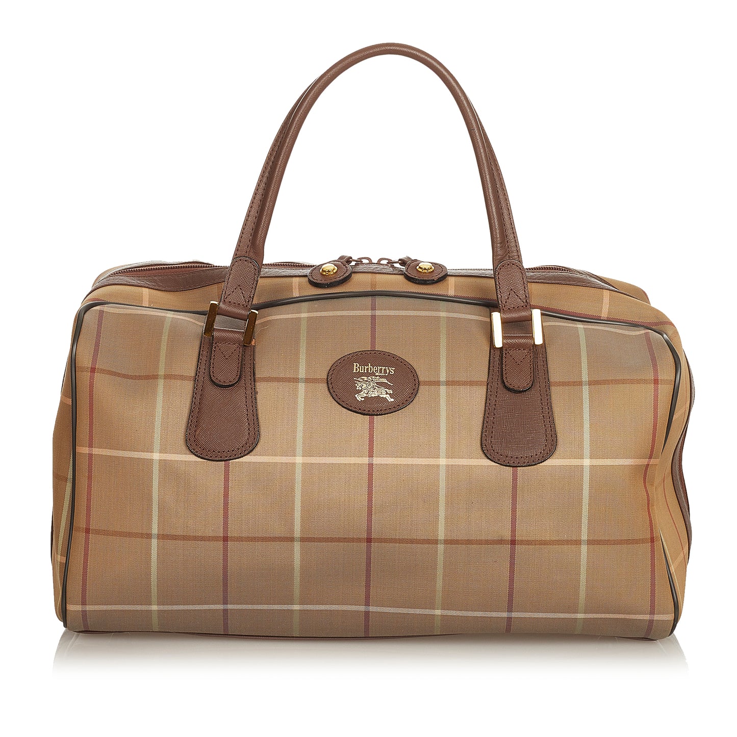 Plaid Canvas Boston Bag