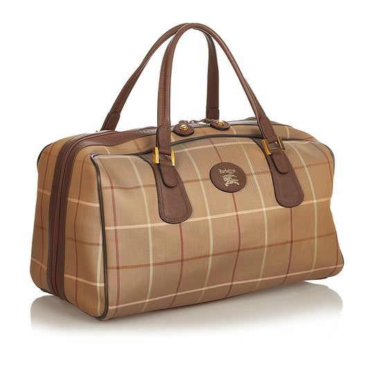 Plaid Canvas Boston Bag
