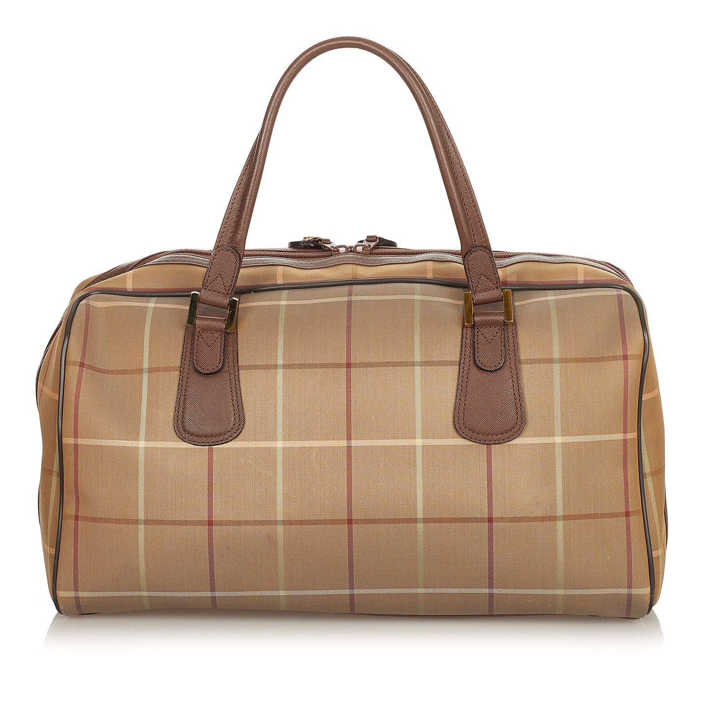 Plaid Canvas Boston Bag