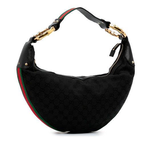 GG Canvas Bamboo Ring Hobo