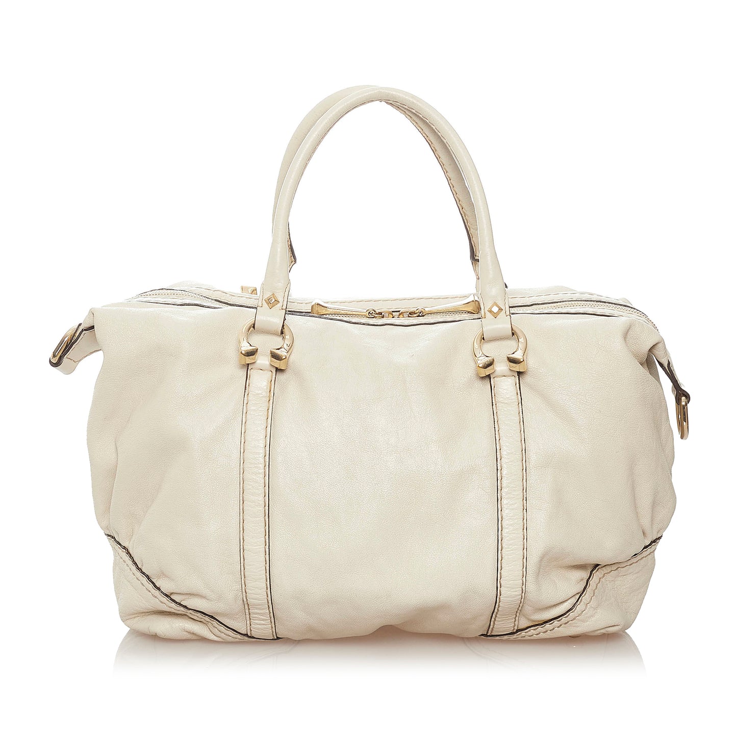 Horsebit Nail Leather Boston Bag