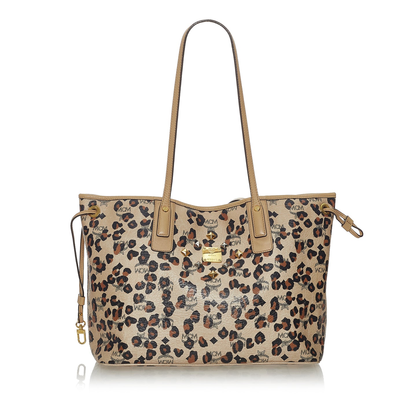 Visetos Leopard Print Leather Tote Bag