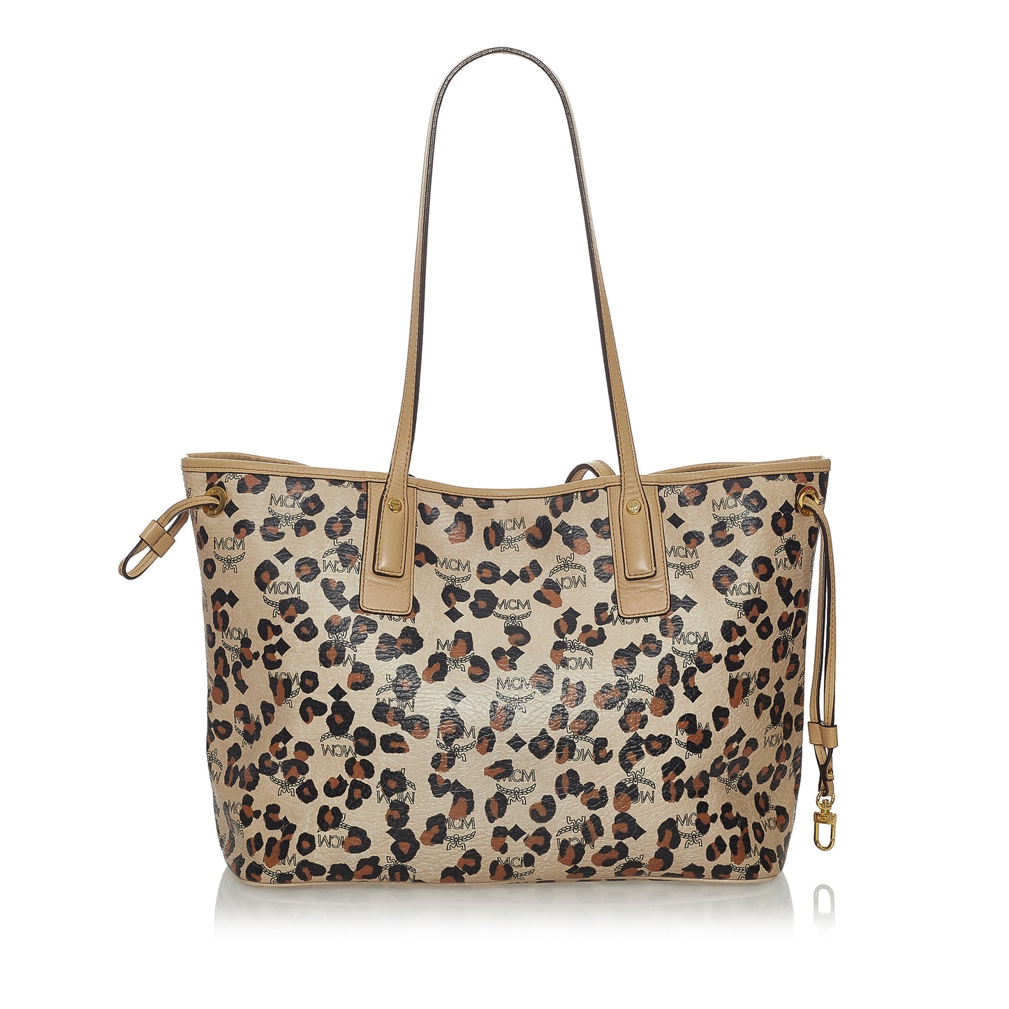 Visetos Leopard Print Leather Tote Bag