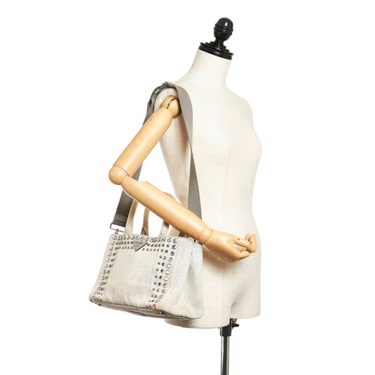 Canapa Studded Canvas Satchel