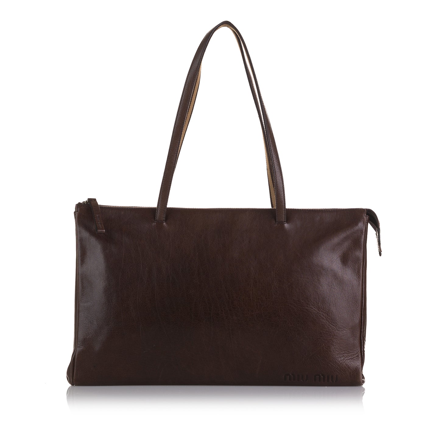 Leather Double Zip Tote Bag
