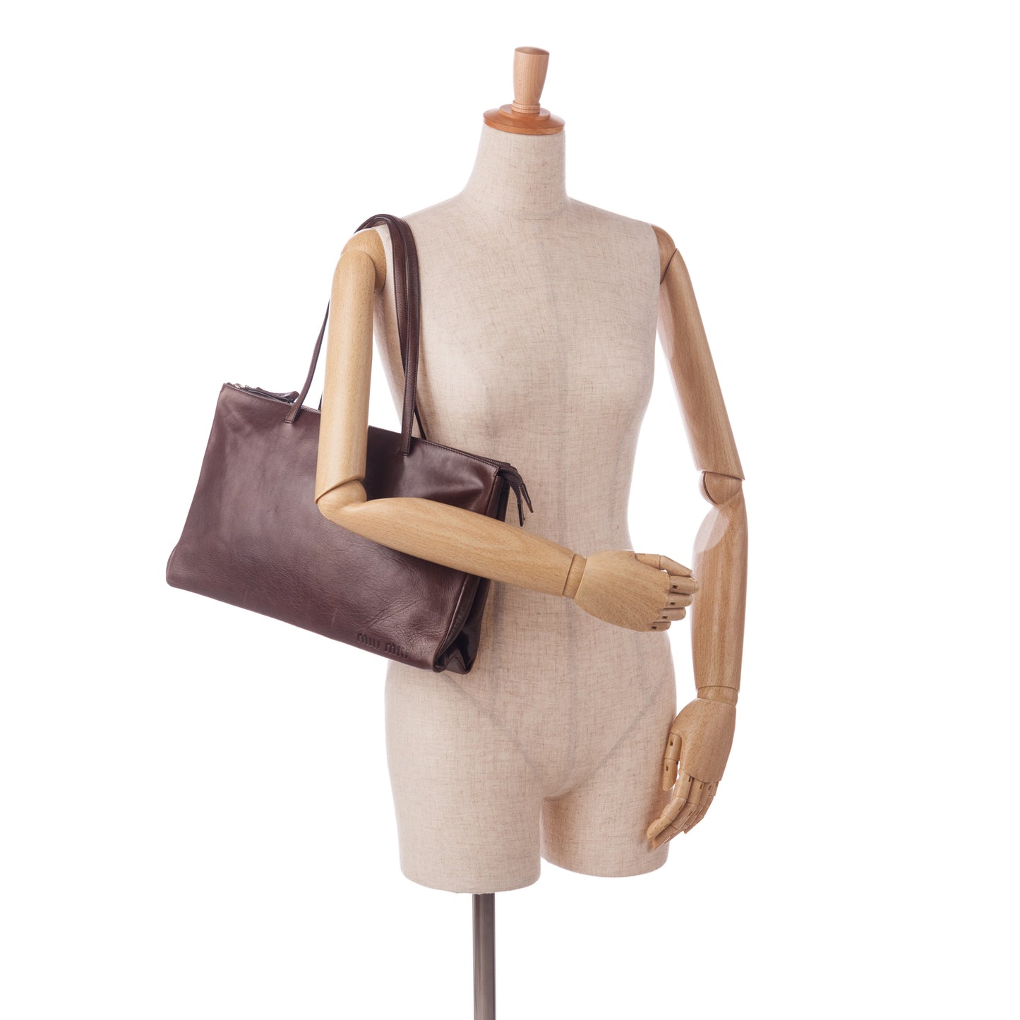 Leather Double Zip Tote Bag