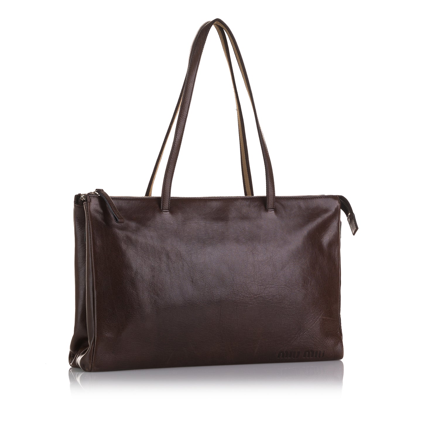Leather Double Zip Tote Bag