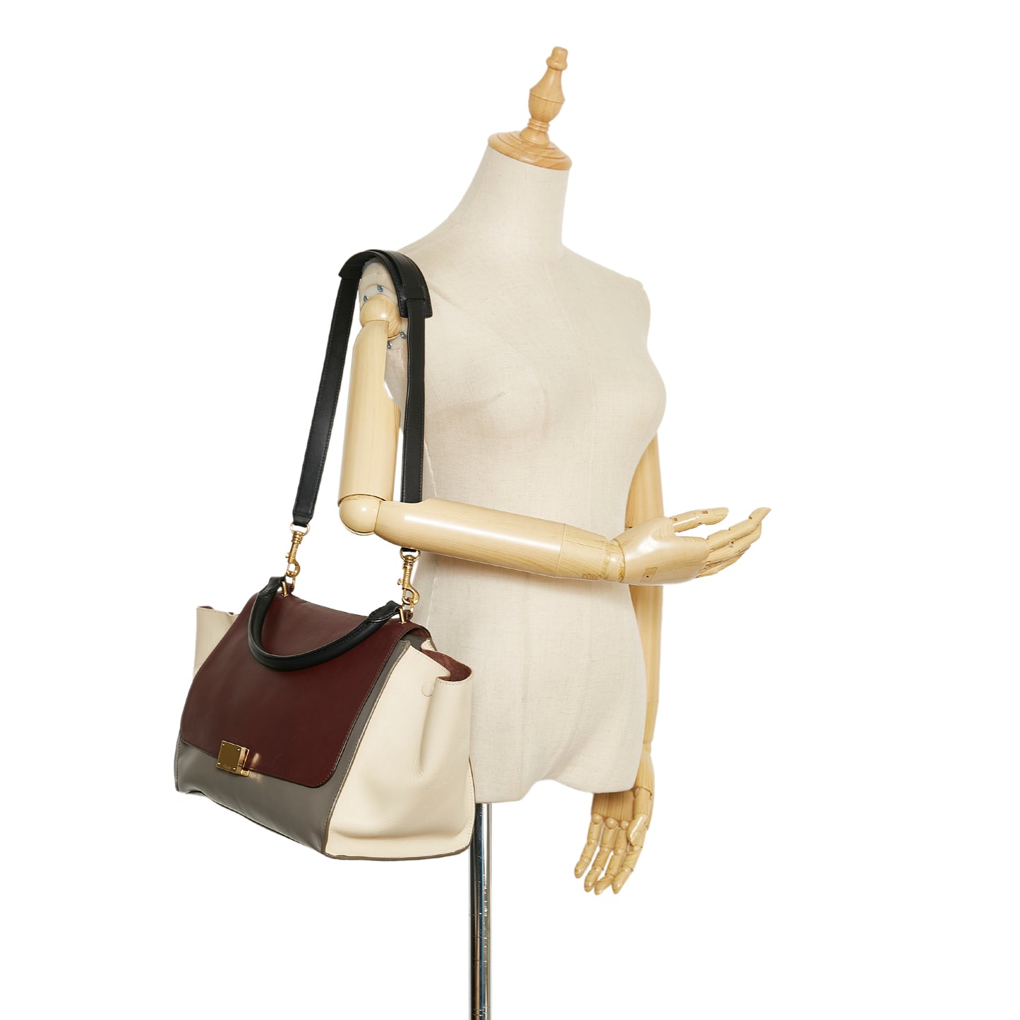 Trapeze Tricolor Leather Satchel