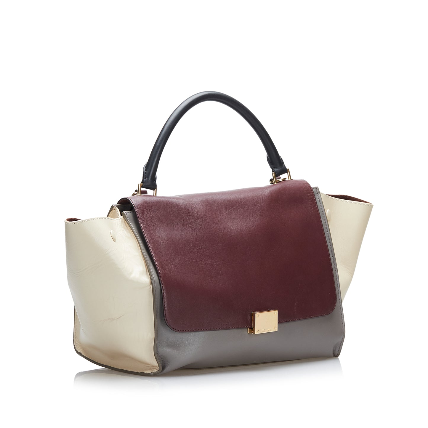 Trapeze Tricolor Leather Satchel