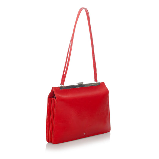 Clasp Leather Shoulder Bag