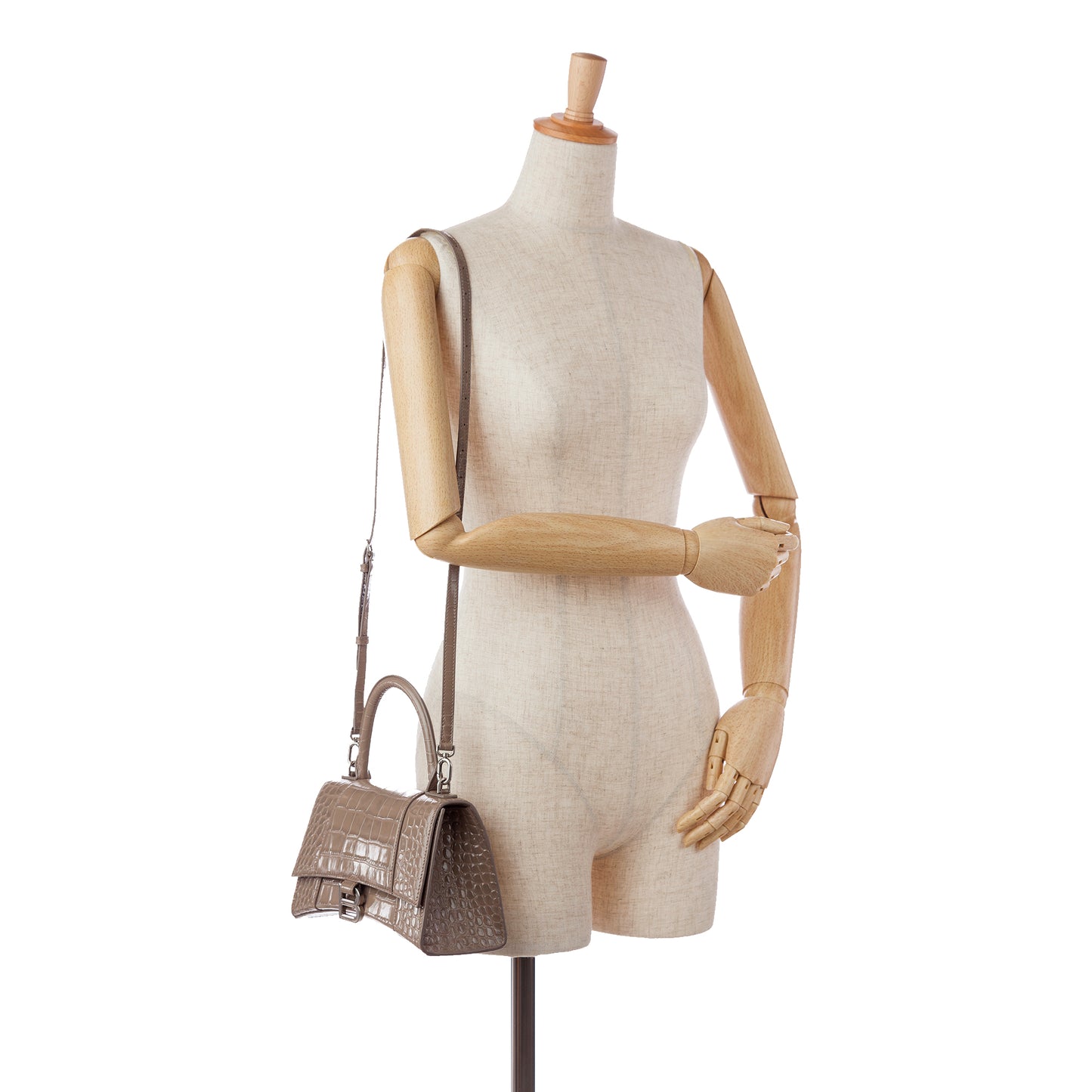 Hourglass Embossed Leather Satchel