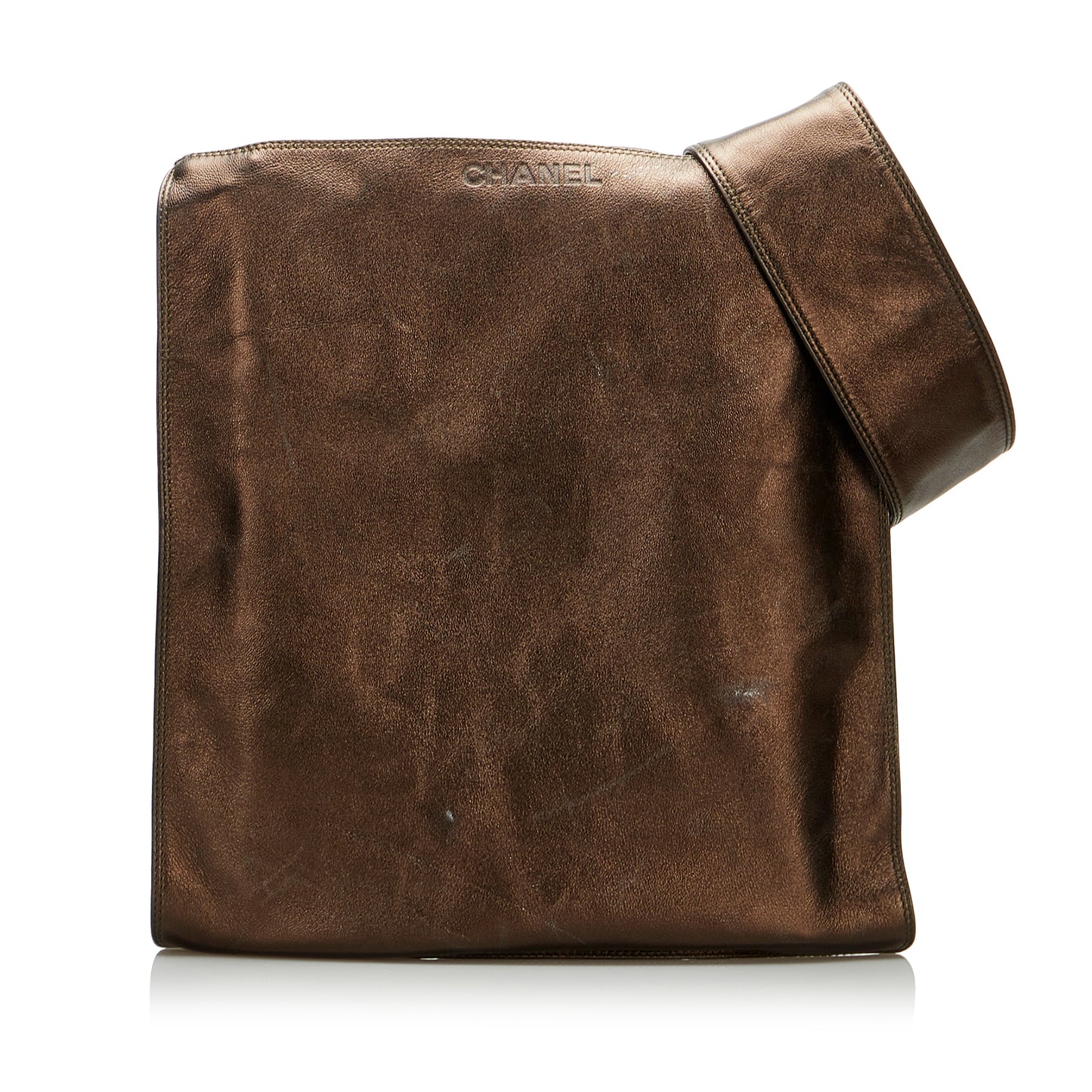 Logo Flap Metallic Leather Crossbody