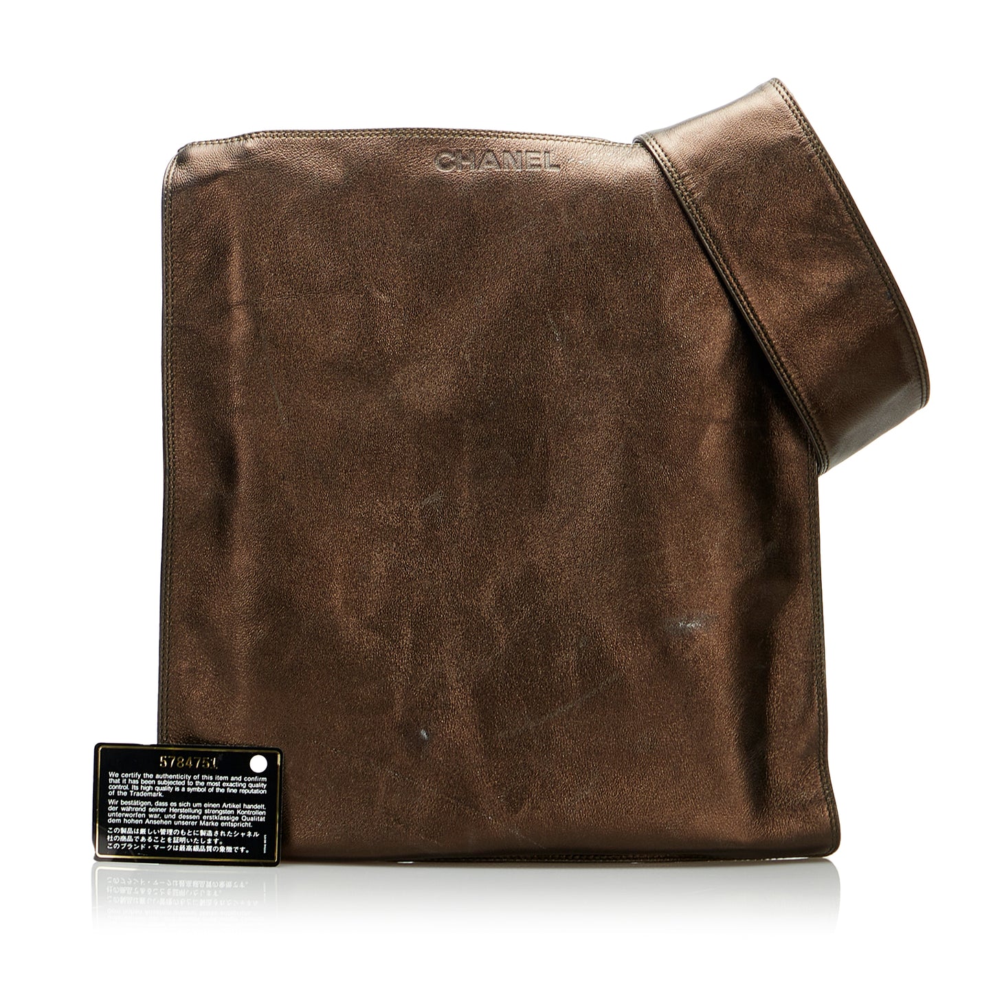 Logo Flap Metallic Leather Crossbody