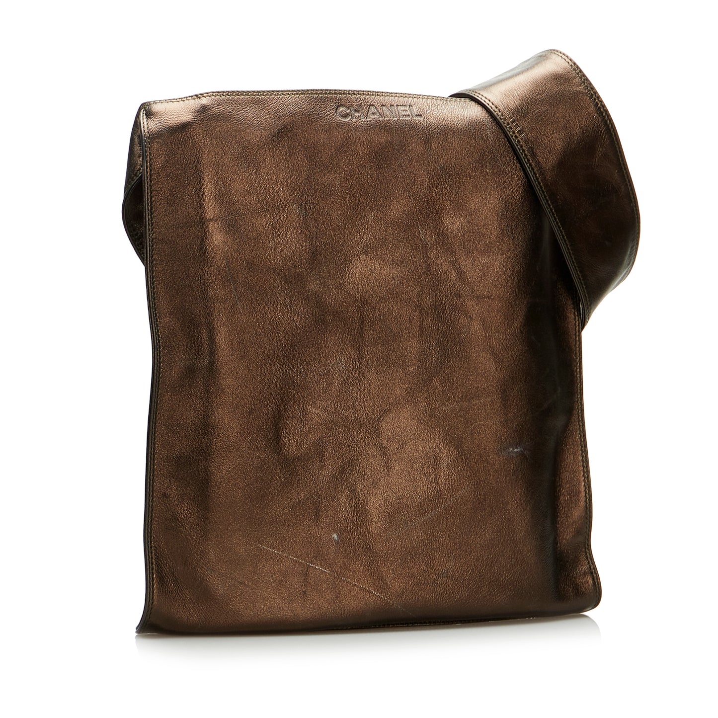 Logo Flap Metallic Leather Crossbody