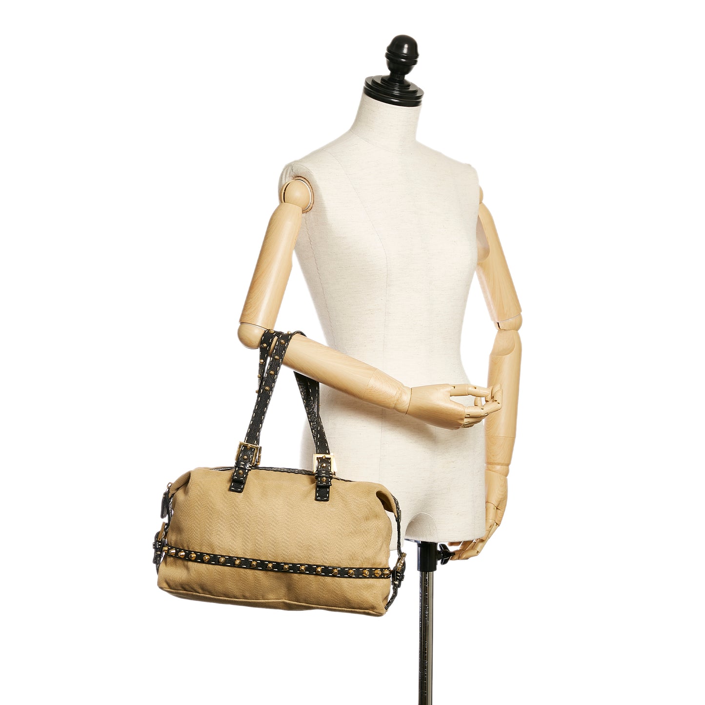 Studded Canvas Shoulder Bag