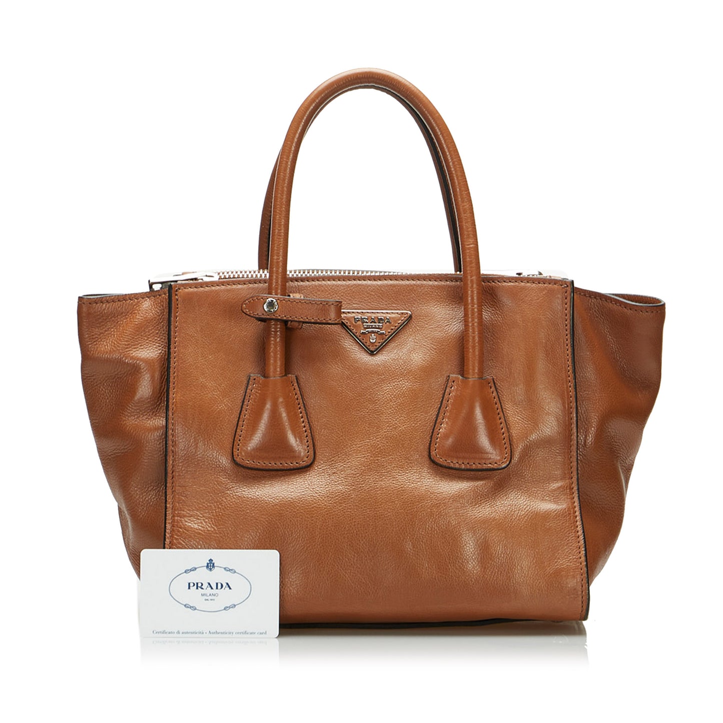 Twin Pocket Leather Handbag