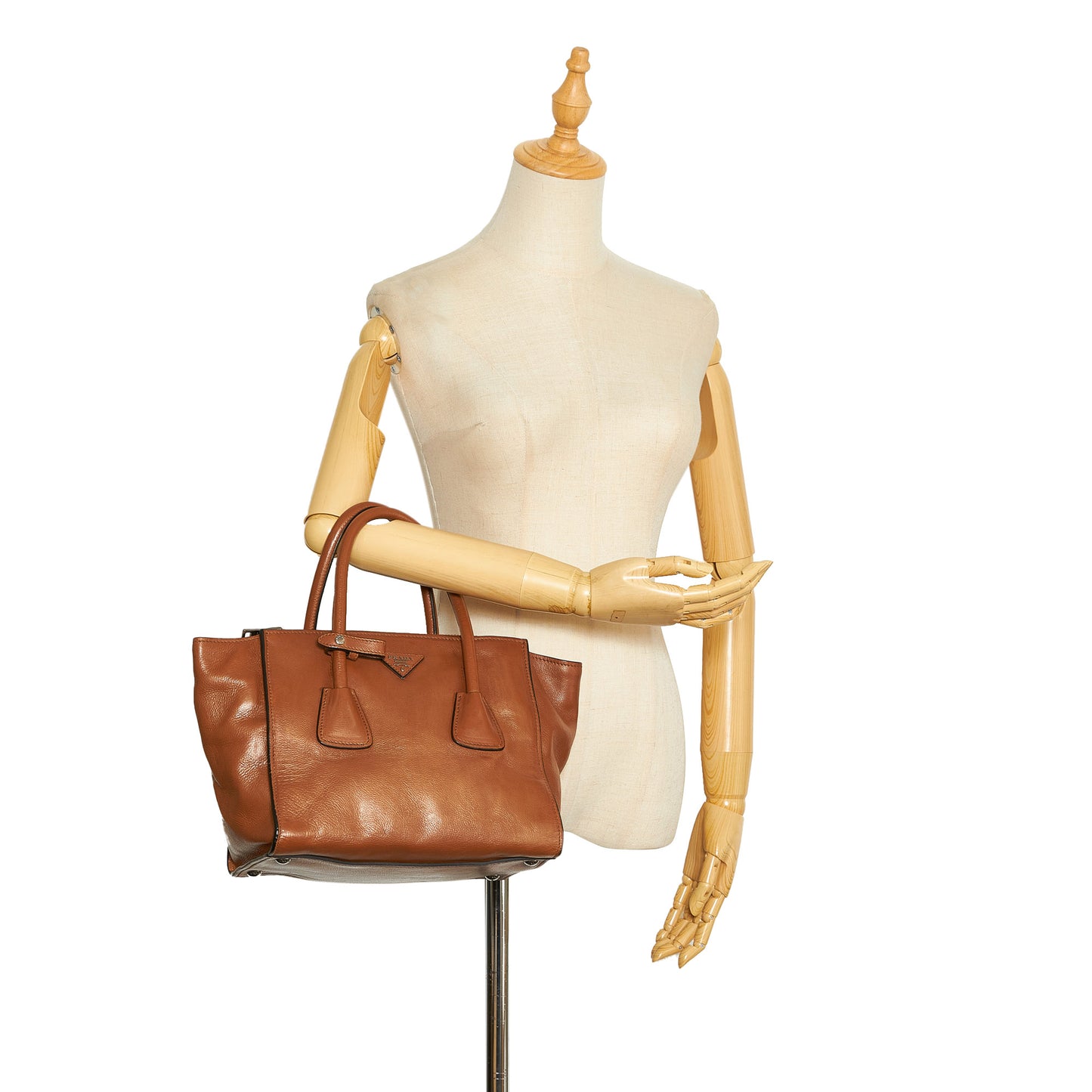 Twin Pocket Leather Handbag