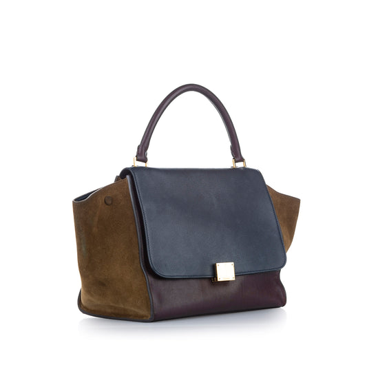 Trapeze Tricolor Leather Satchel