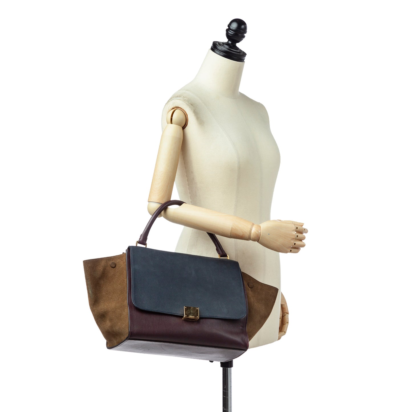 Trapeze Tricolor Leather Satchel