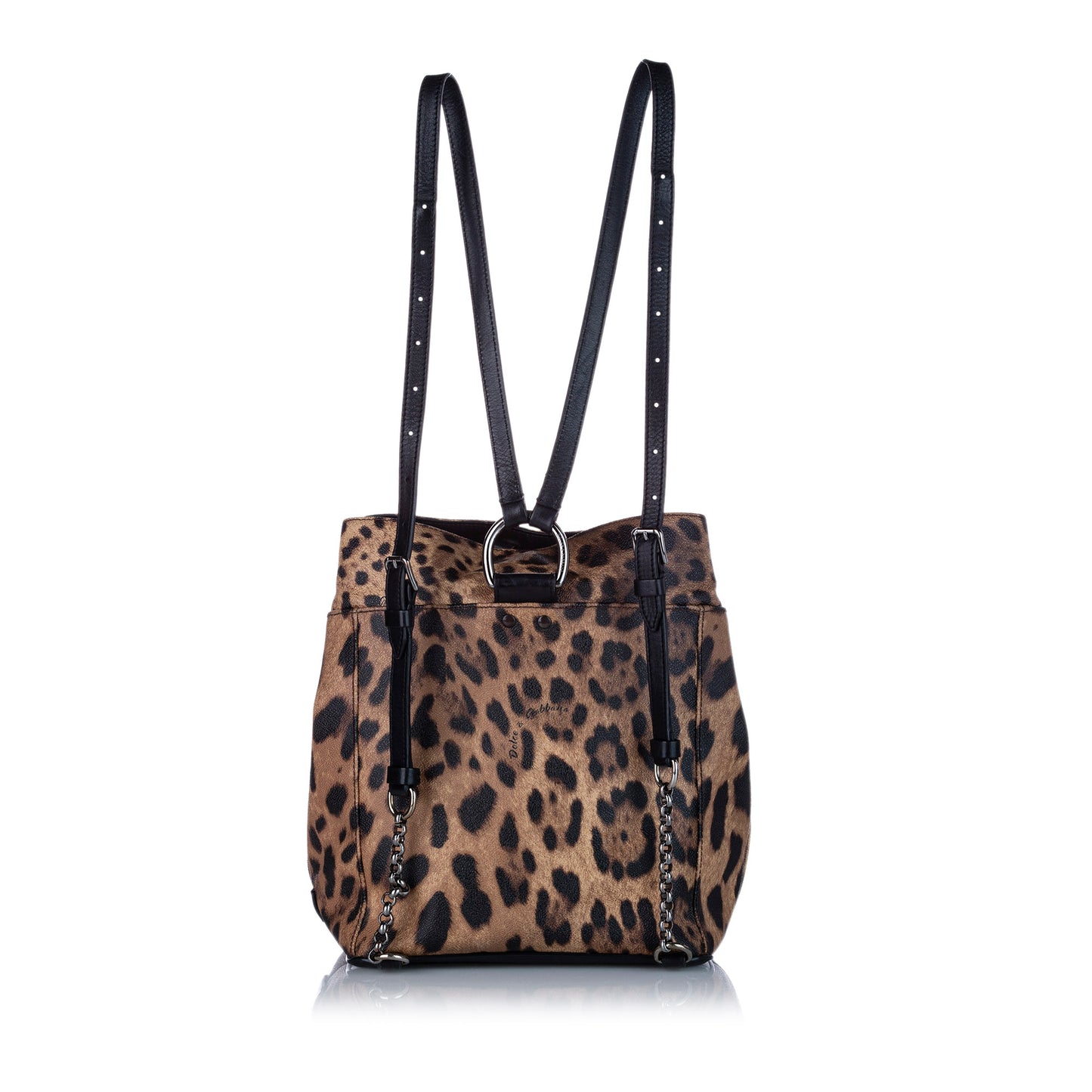 Leopard Print Leather Backpack