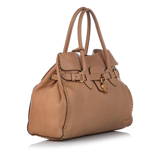 Studded Leather Tote Bag