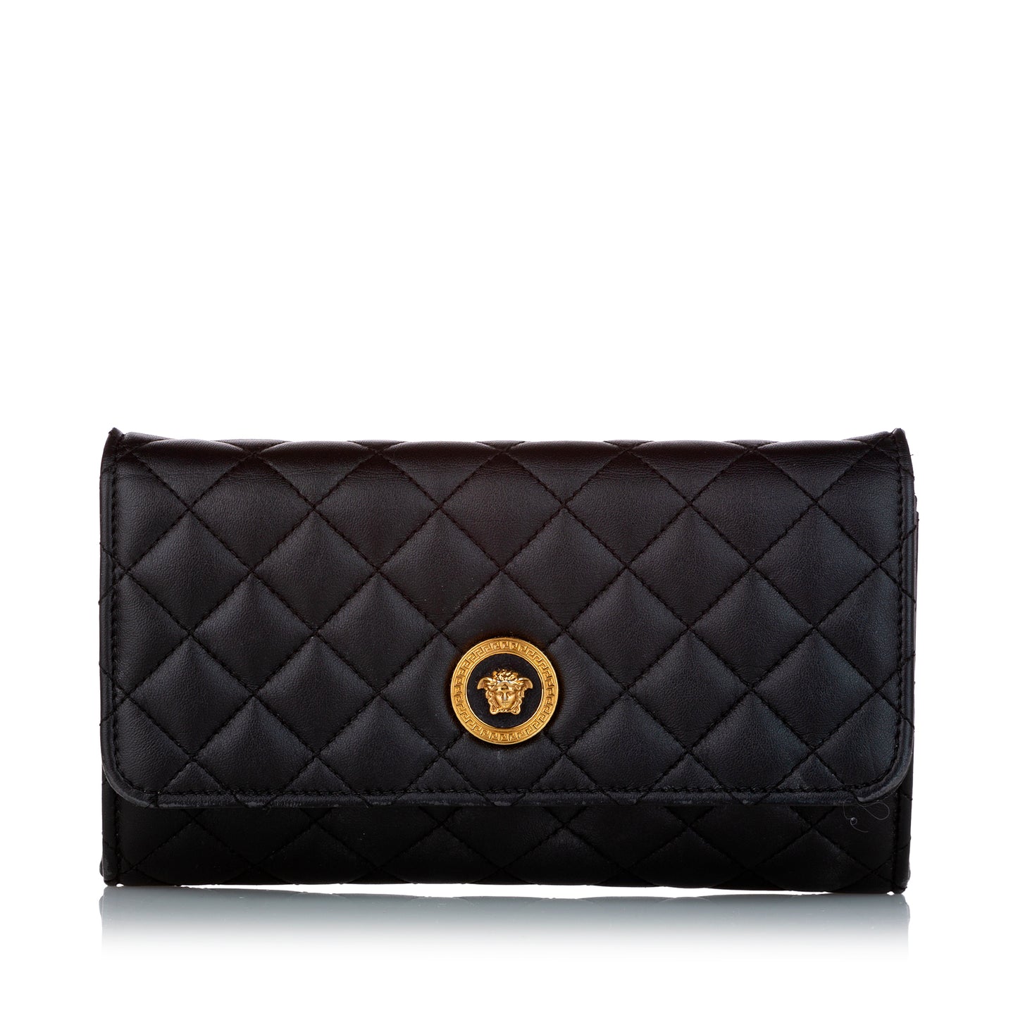 Medusa Quilted Leather Wallet on Chain
