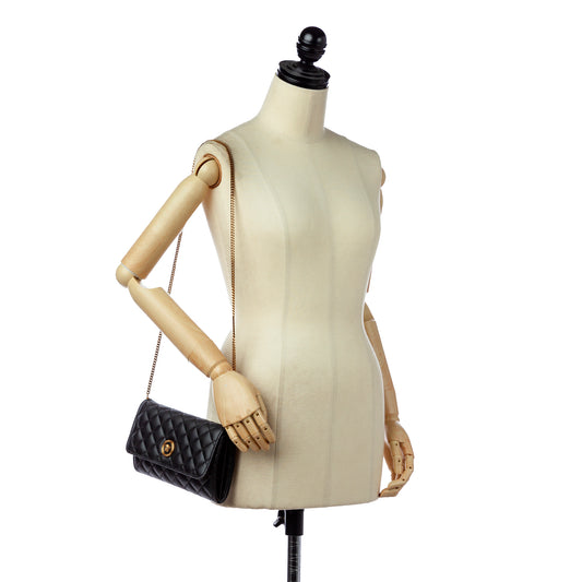 Medusa Quilted Leather Wallet on Chain