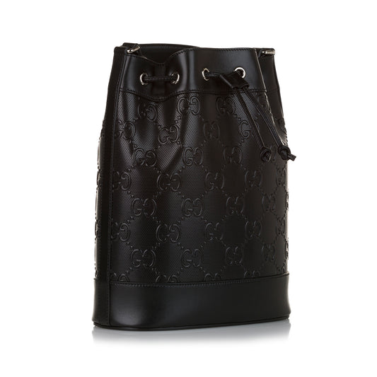 GG Embossed Leather Bucket Bag