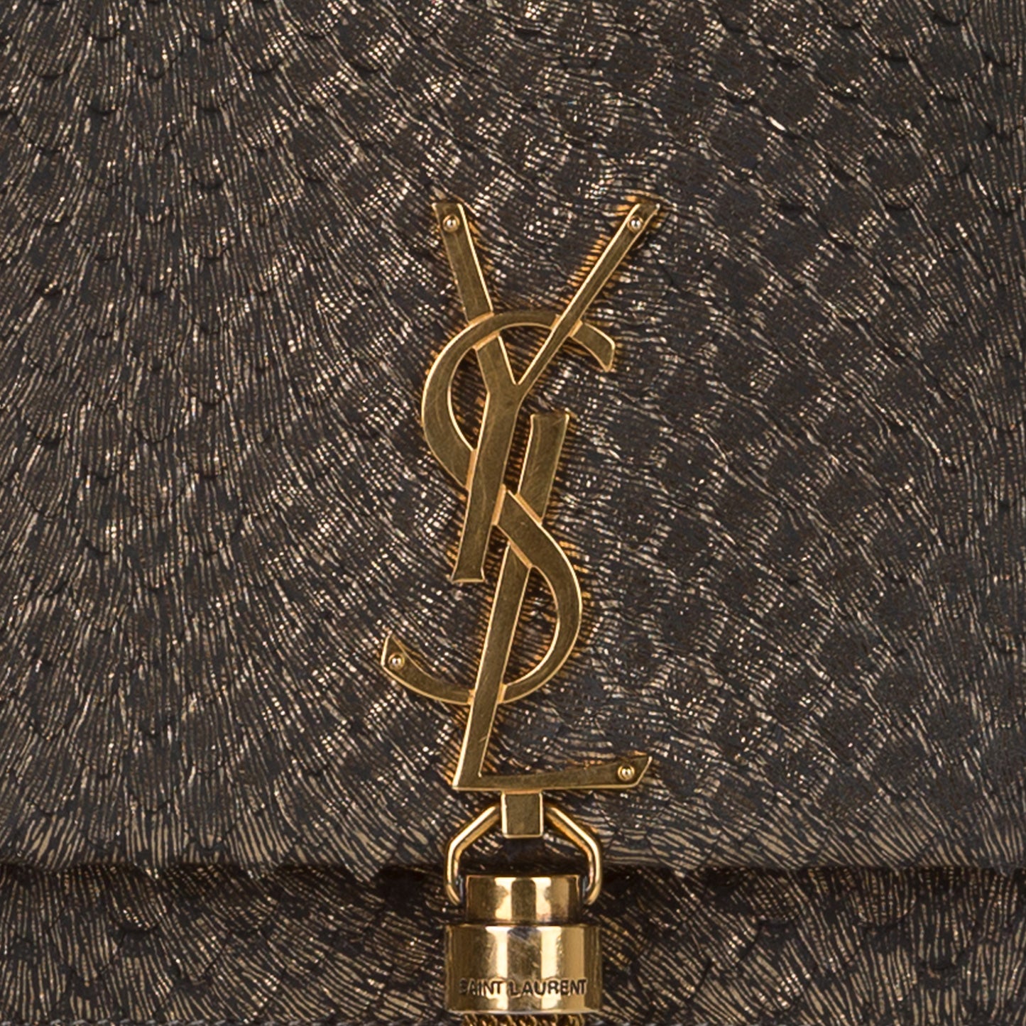Metallic Embossed Kate Tassel Wallet on Chain