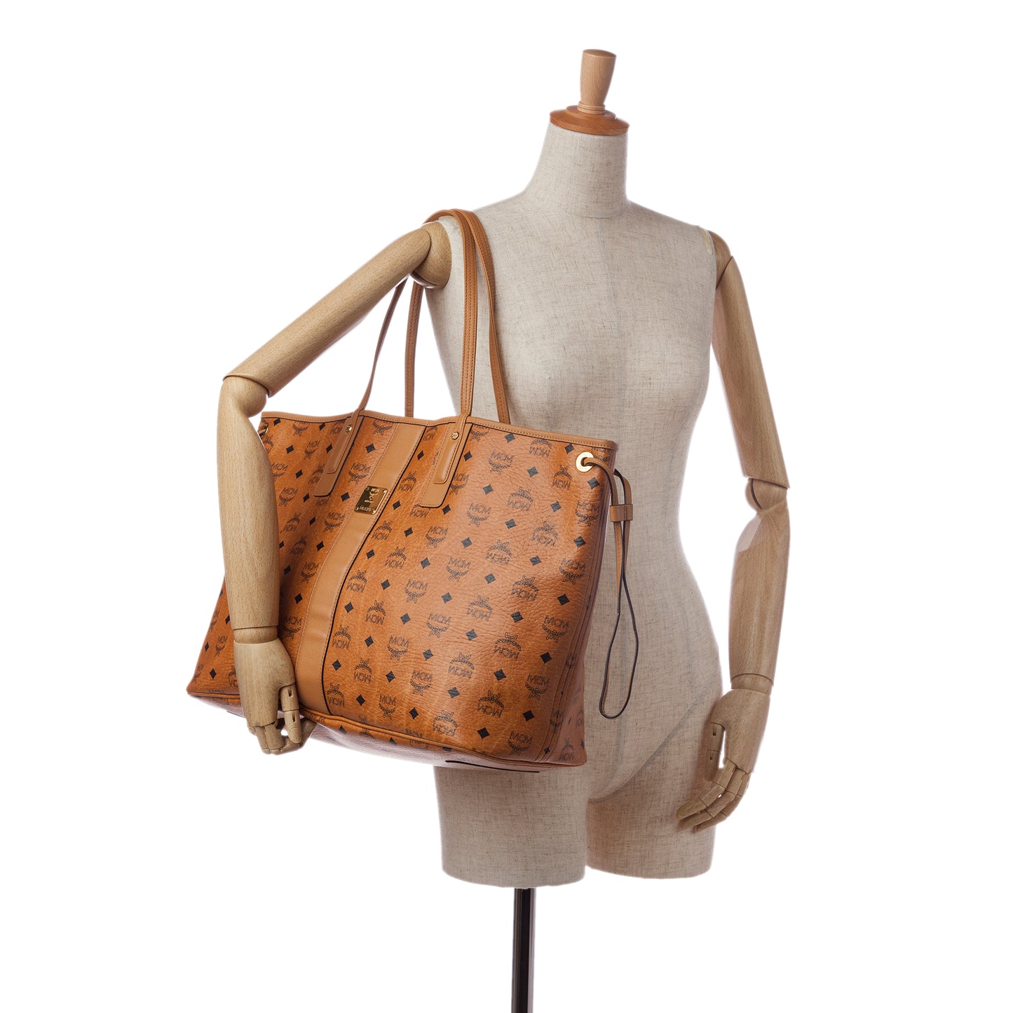 Large Visetos Leather Tote Bag