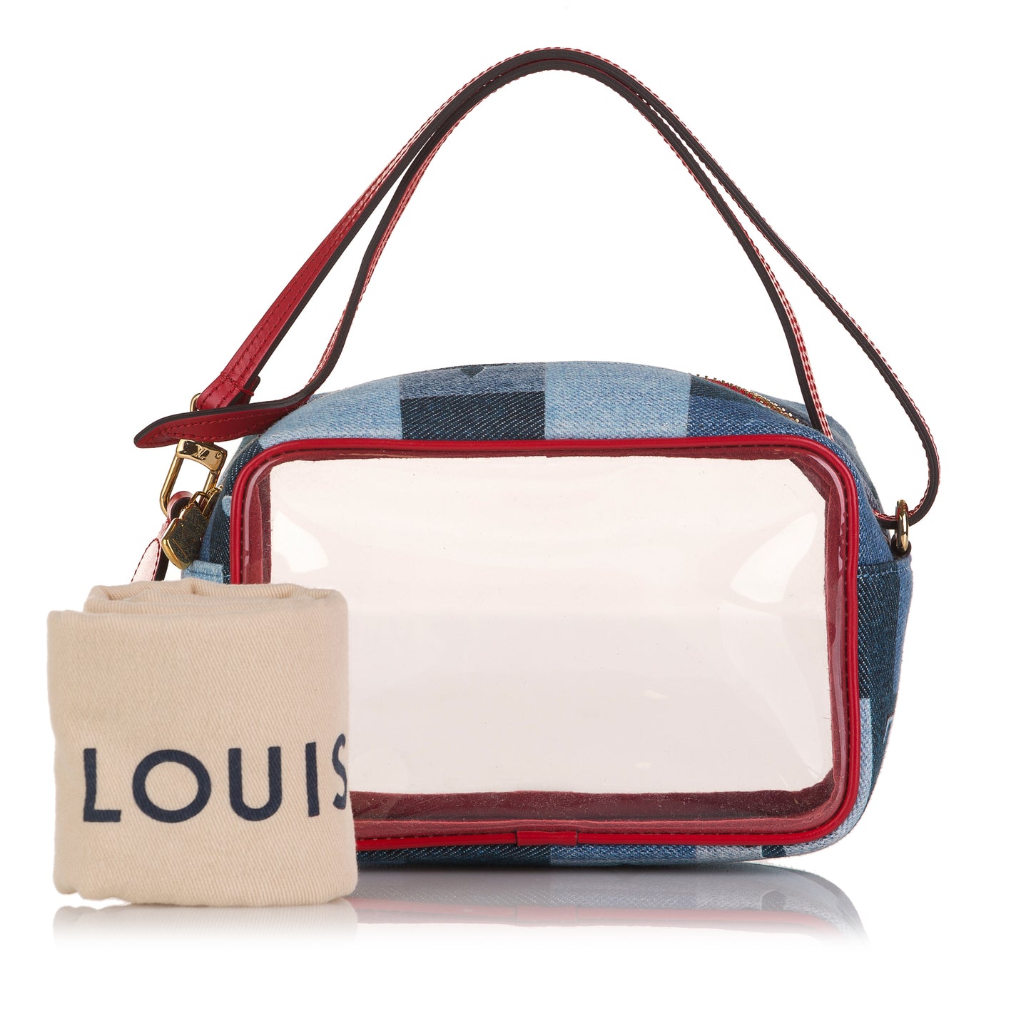 Monogram Denim Patchwork Beach Pouch