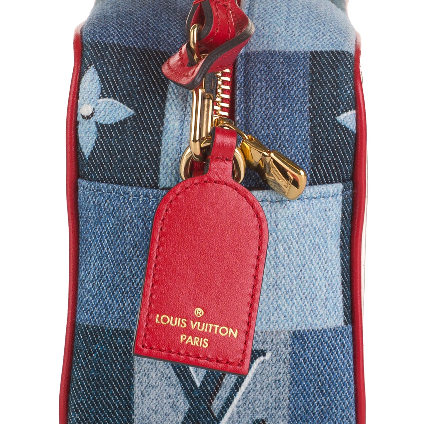Monogram Denim Patchwork Beach Pouch
