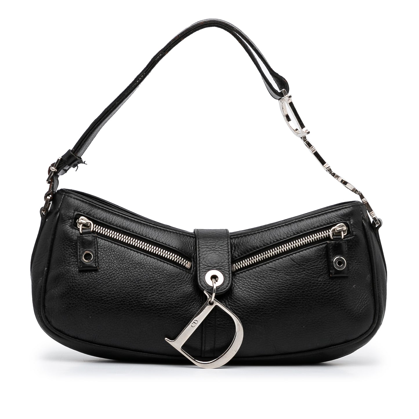 Leather Logo Charm Shoulder Bag
