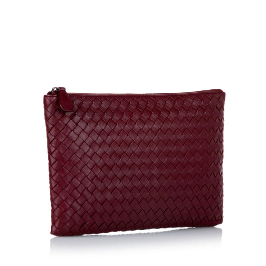 Intrecciato Leather Clutch Bag
