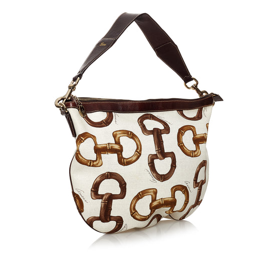 Horsebit Canvas Hobo Bag