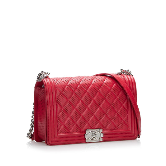 Perforated Lambskin Boy Flap