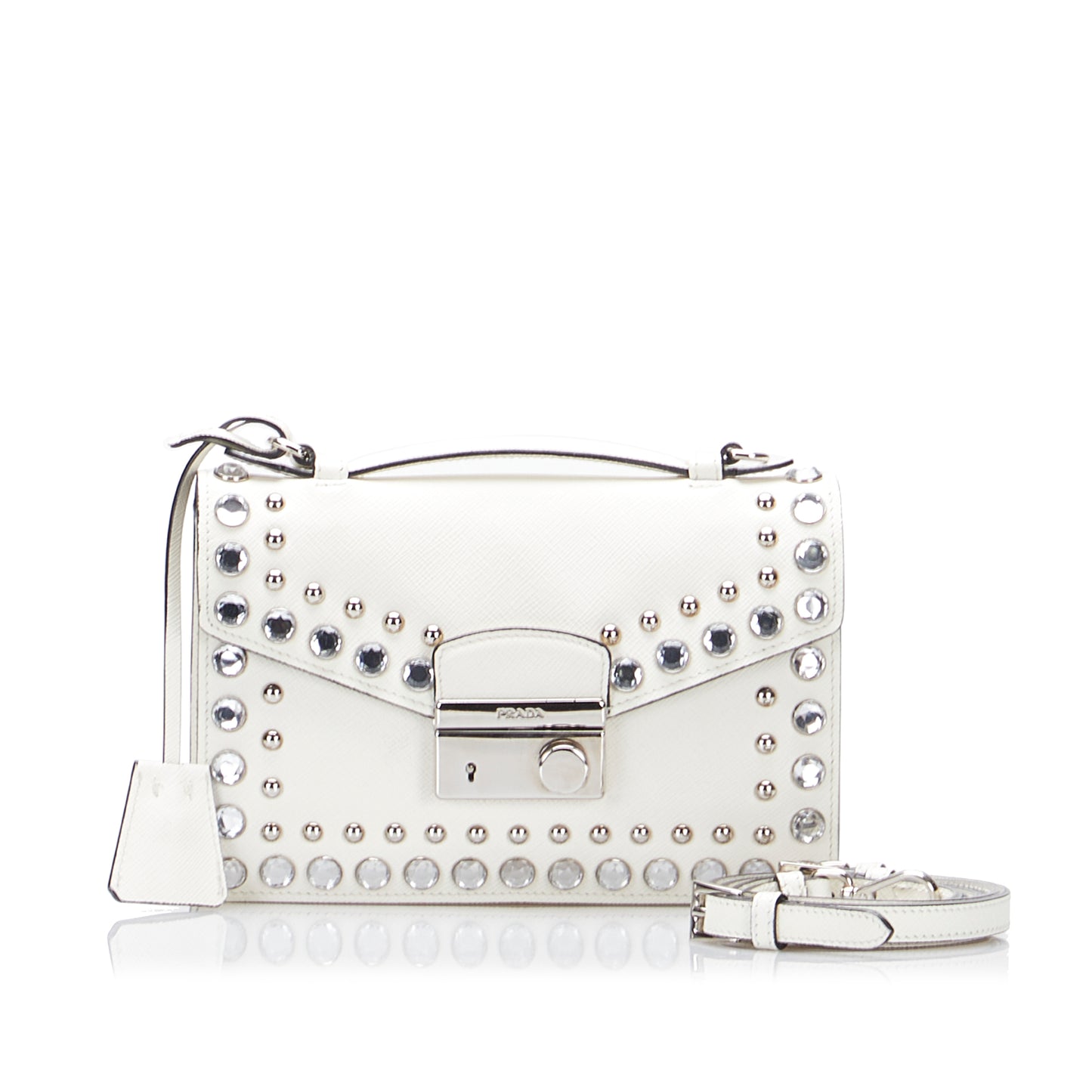 Studded Saffiano Sound Lock Satchel