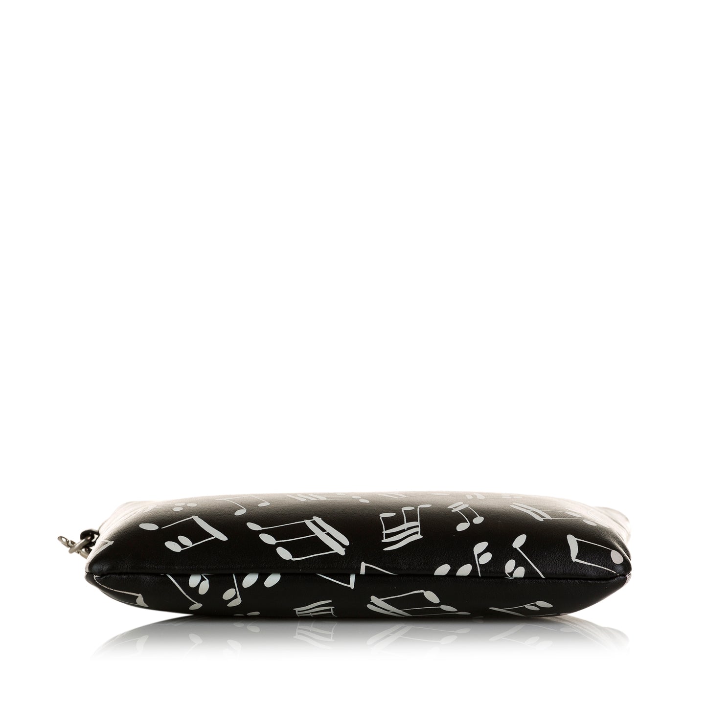 Musical Notes Print Leather Clutch