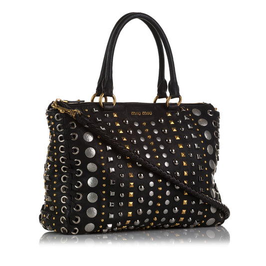 Studded Leather Satchel