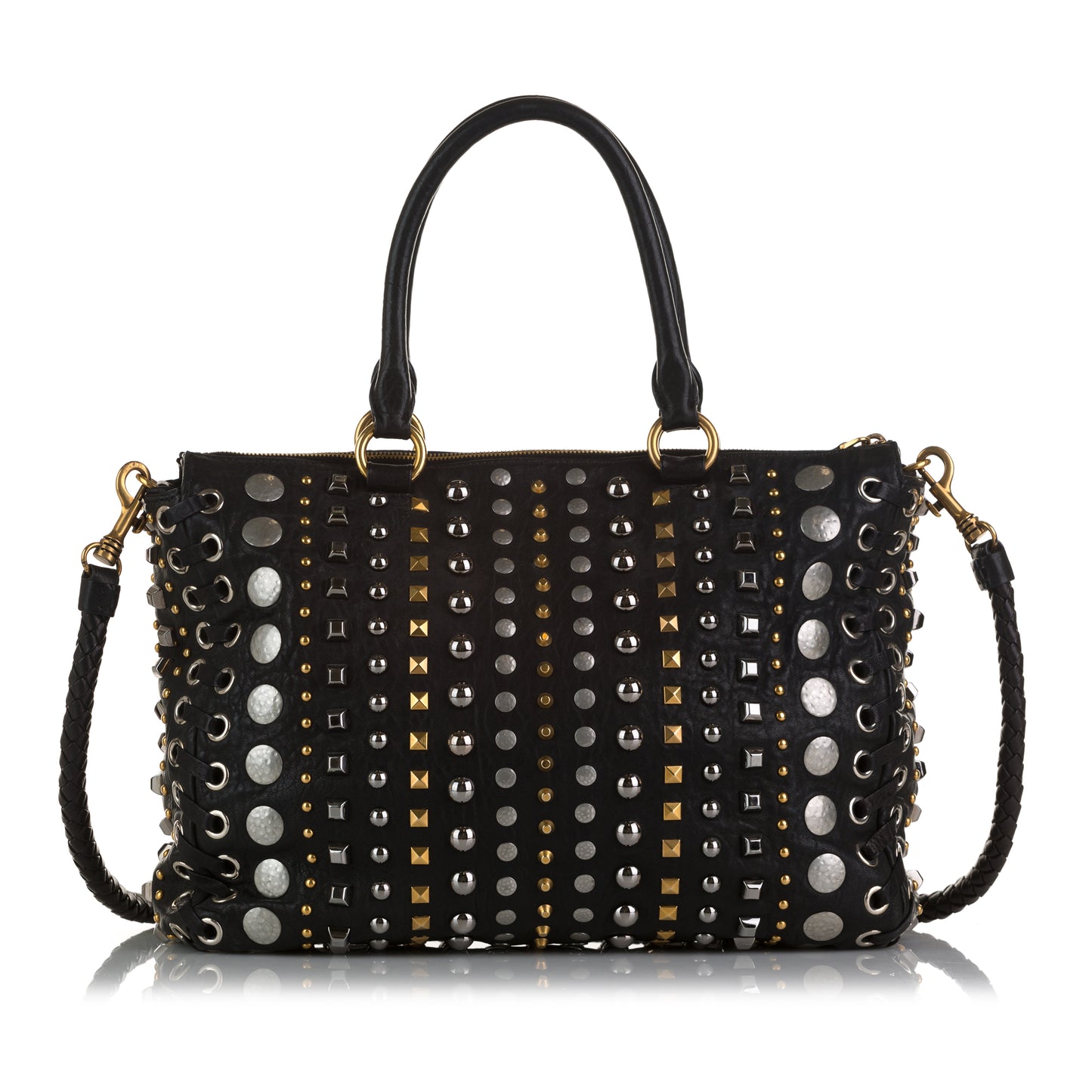 Studded Leather Satchel