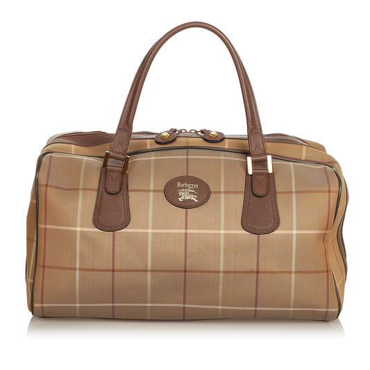 Plaid Canvas Boston Bag