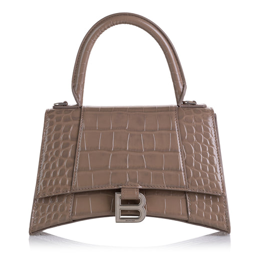 Hourglass Embossed Leather Satchel