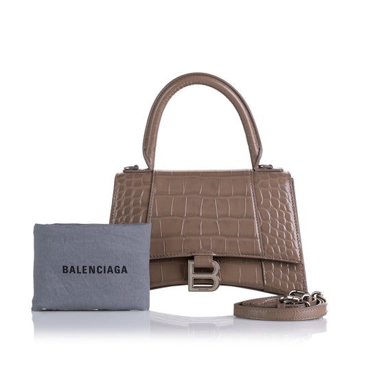 Hourglass Embossed Leather Satchel