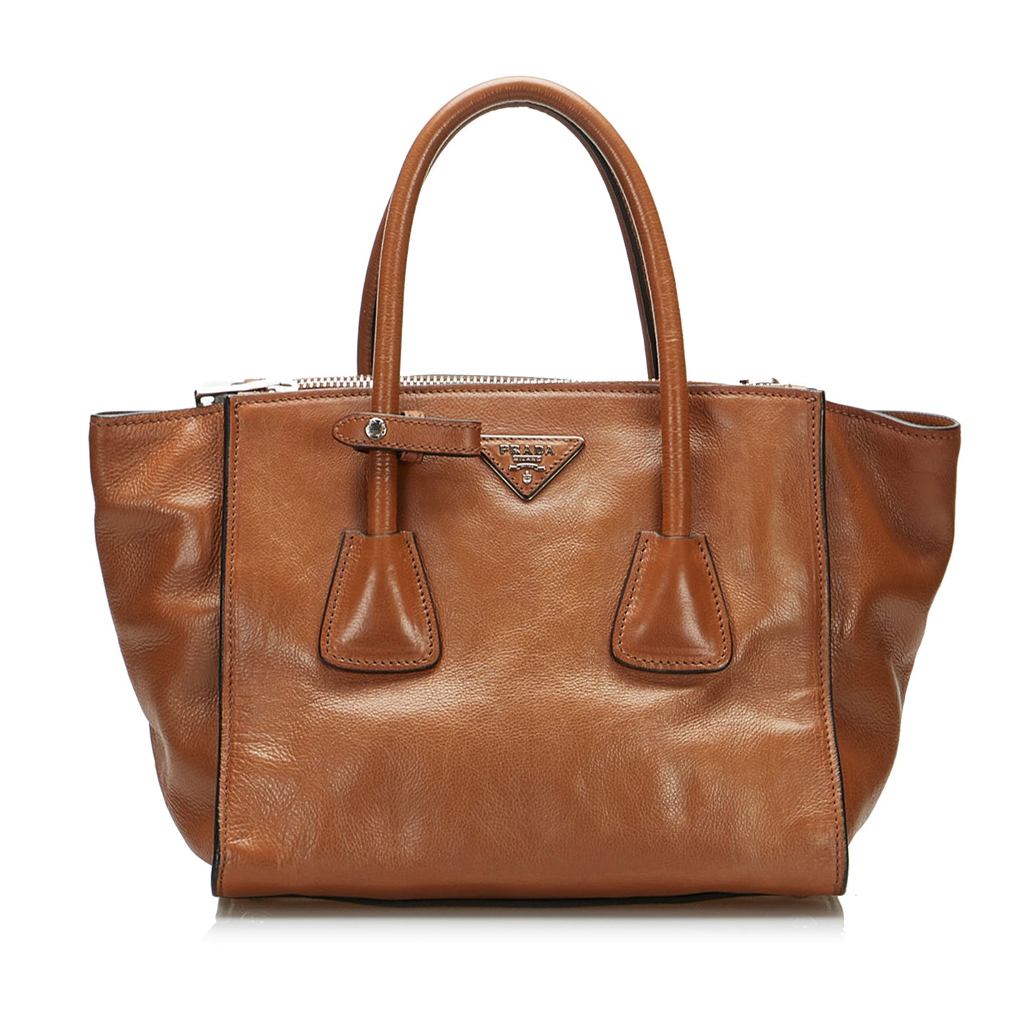 Twin Pocket Leather Handbag