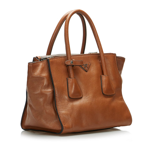 Twin Pocket Leather Handbag