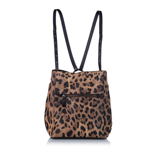Leopard Print Leather Backpack