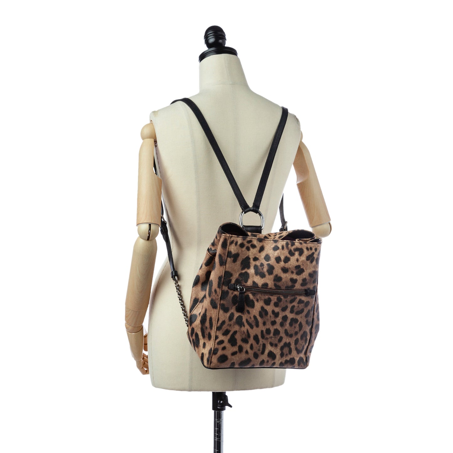Leopard Print Leather Backpack