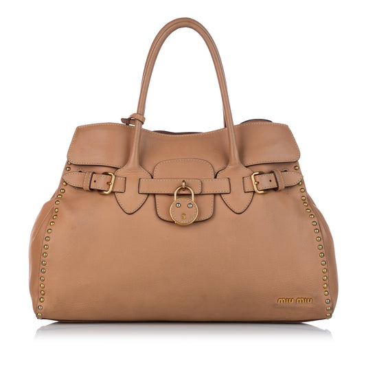 Studded Leather Tote Bag